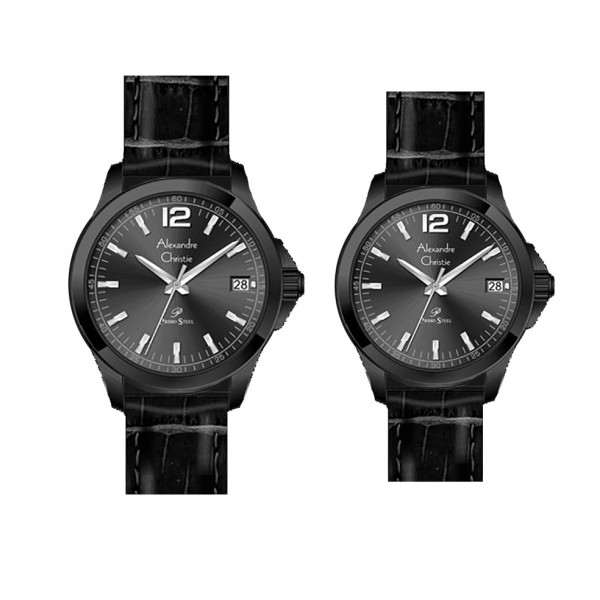 Alexandre Christie AC 1031 Full Black Leather Couple